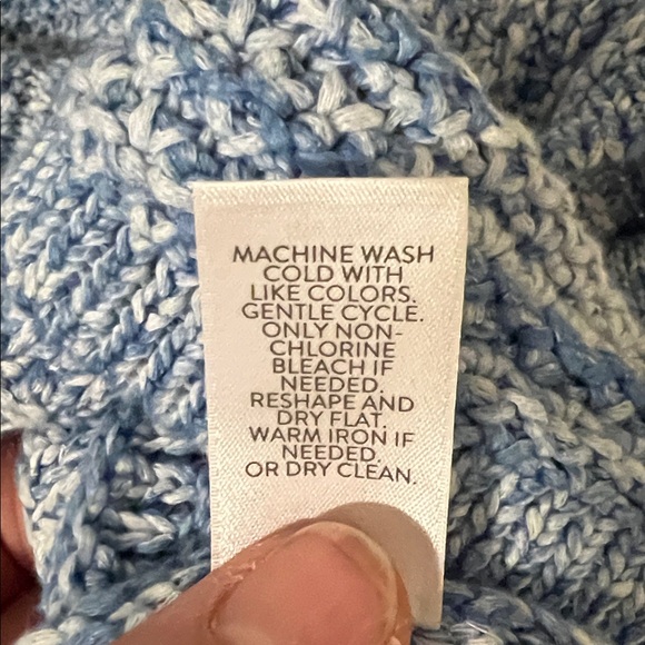 J. Jill Wearever Spray-Dyed Cardigan Sweater Large Blue Cotton Ribbed Knit NWT - Picture 7 of 7